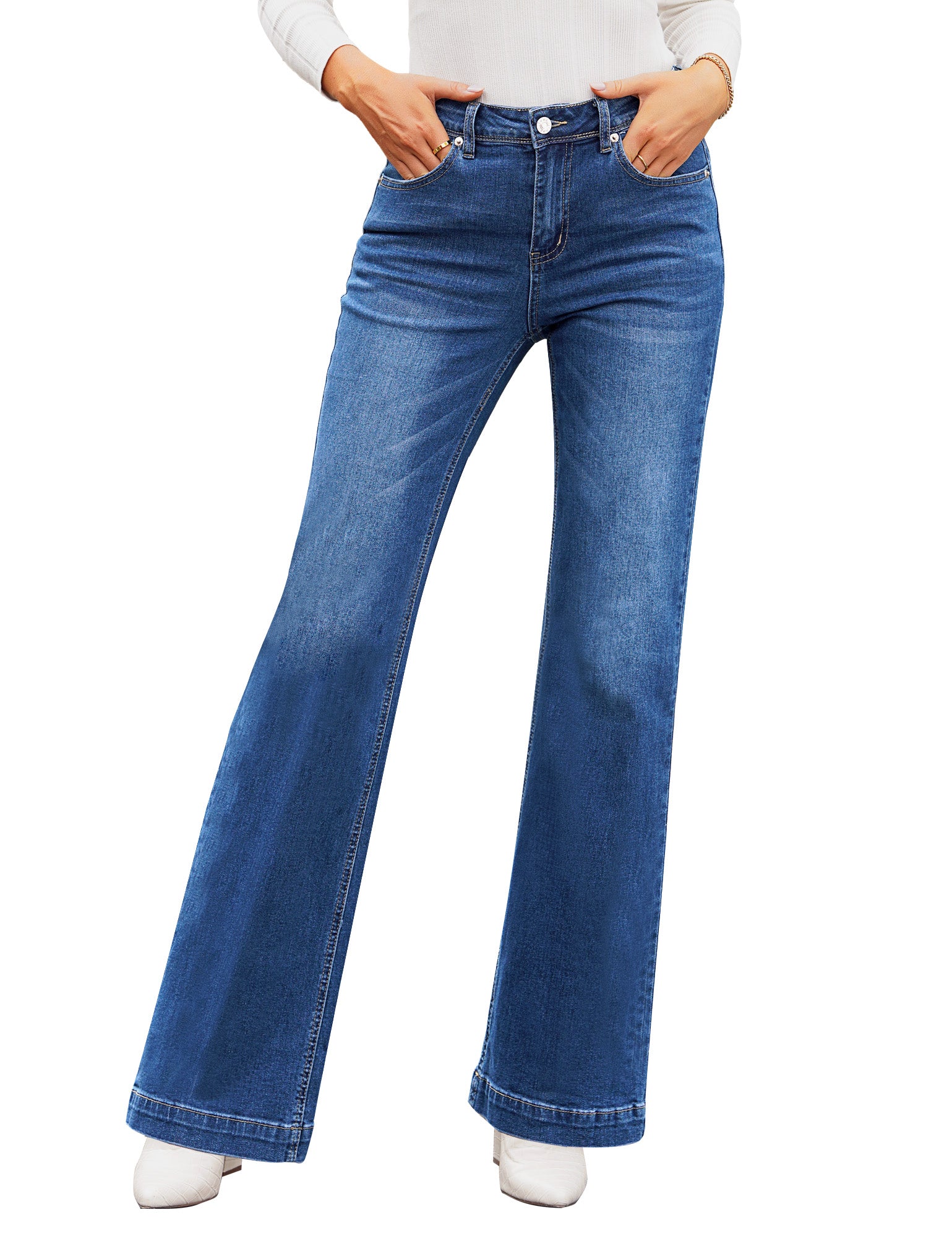 fcity.in - Kr Enterprizes Single Button Bell Bottom Stretchable High Rise  Jeans